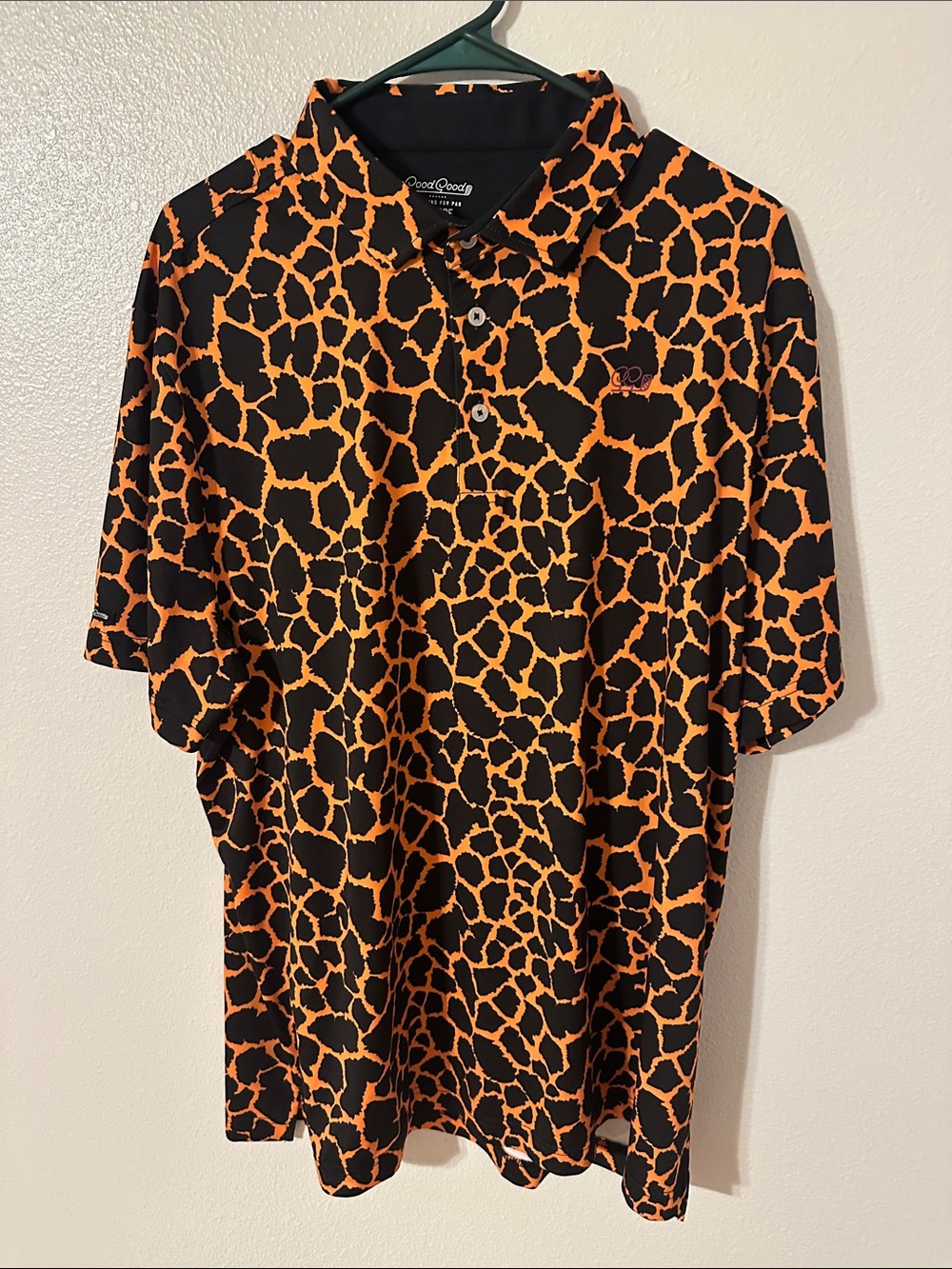 Good Good Black & Orange Giraffe-Print Polo Shirt